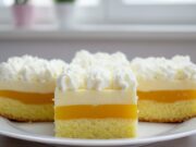 Orange Madness Sheet Cake: Refreshing Triple-Layer Dessert with Fluffy Sponge Orange slices with Fanta, milk cream, and whipped cream