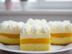 Orange Madness Sheet Cake: Refreshing Triple-Layer Dessert with Fluffy Sponge Orange slices with Fanta, milk cream, and whipped cream