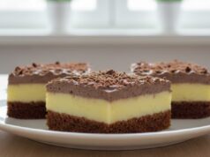 Slices with Egg Liqueur, Authentic Parisian Whipped Cream, and Cocoa Sponge Luxurious slices with egg liqueur and Parisian whipped cream like from a patisserie