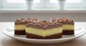 Slices with Egg Liqueur, Authentic Parisian Whipped Cream, and Cocoa Sponge Luxurious slices with egg liqueur and Parisian whipped cream like from a patisserie