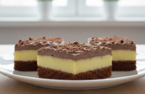 Slices with Egg Liqueur, Authentic Parisian Whipped Cream, and Cocoa Sponge Luxurious slices with egg liqueur and Parisian whipped cream like from a patisserie