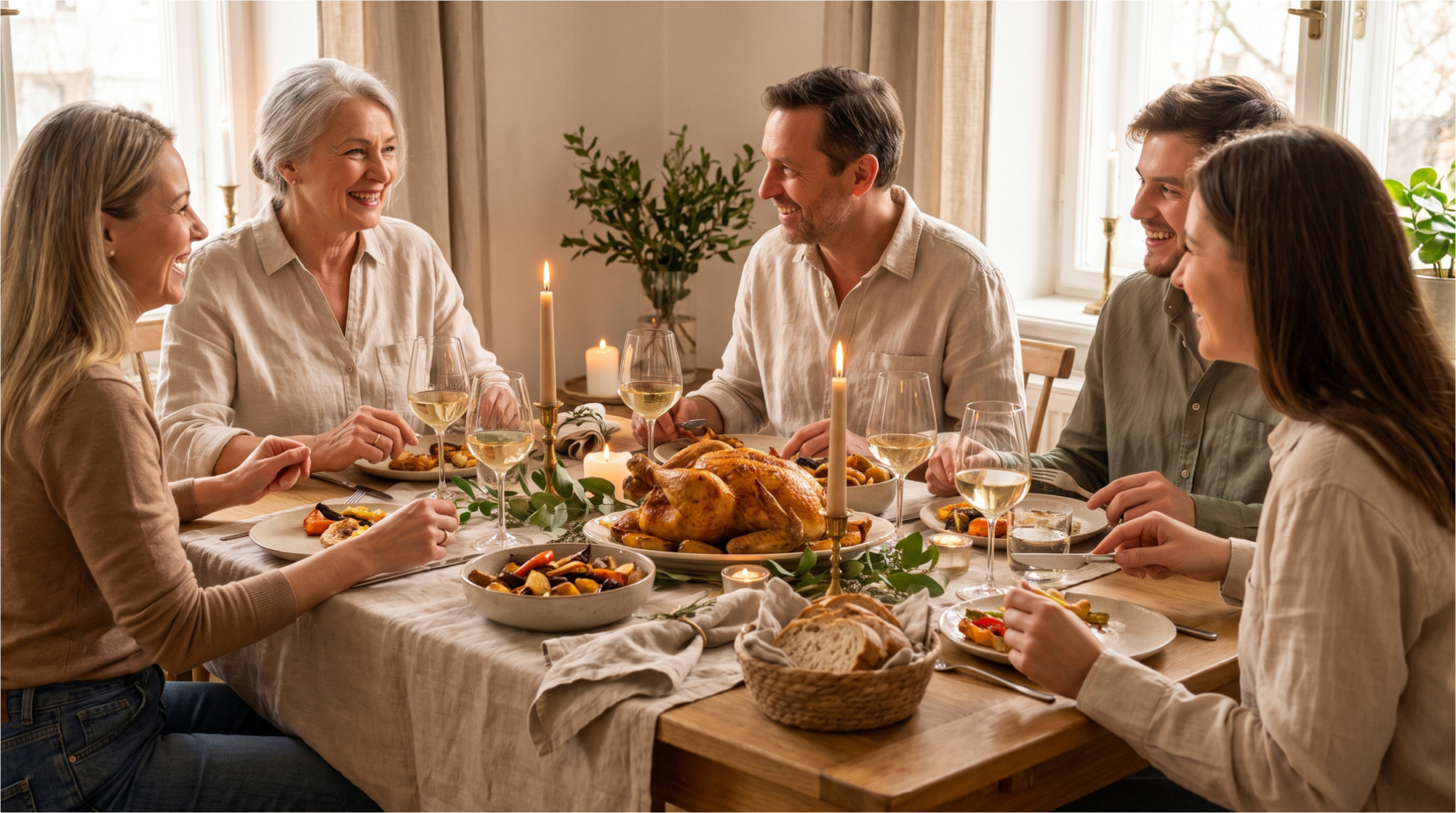 Family lunch with tension in the air.