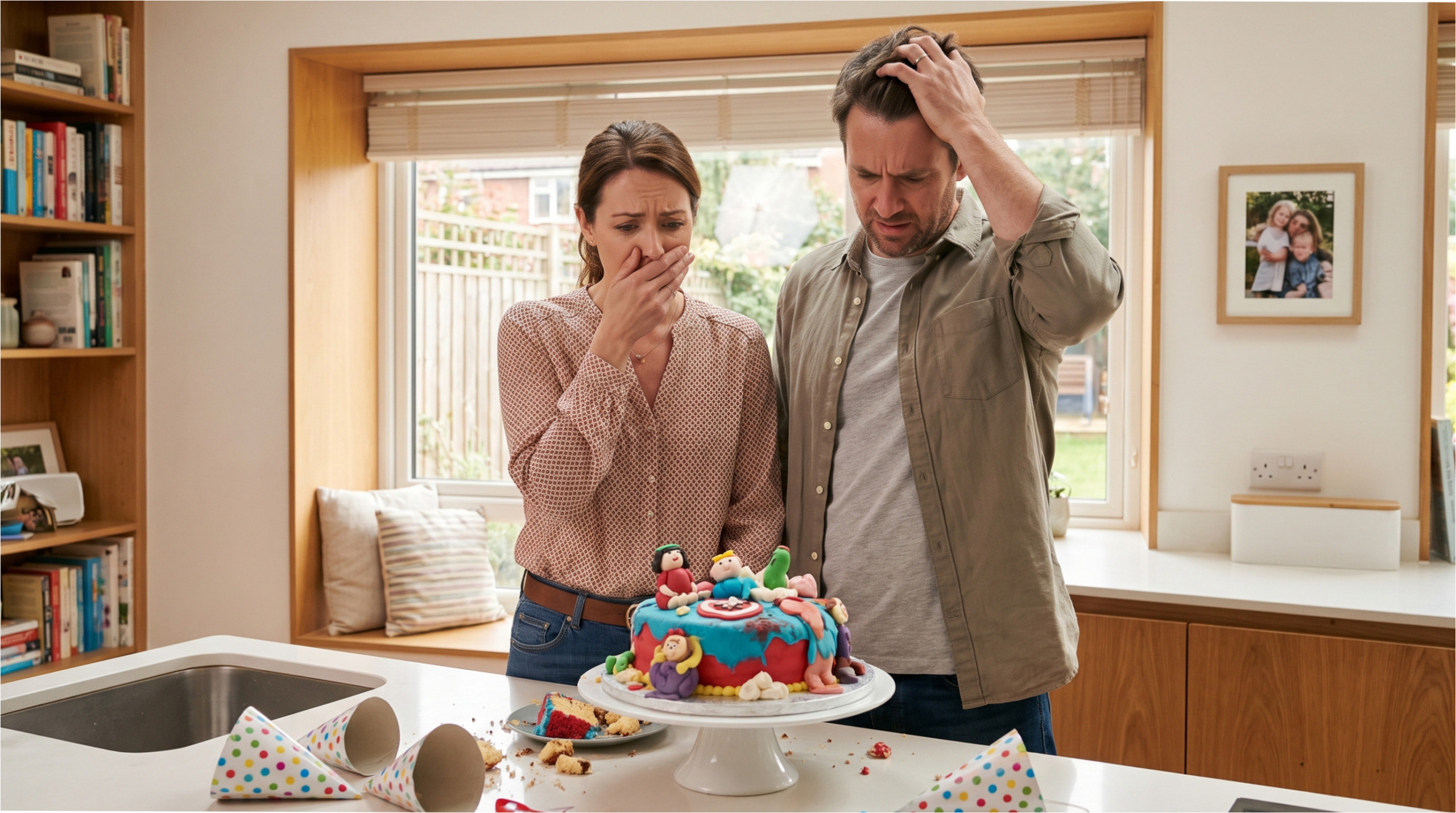 Family in shock at the cake result.