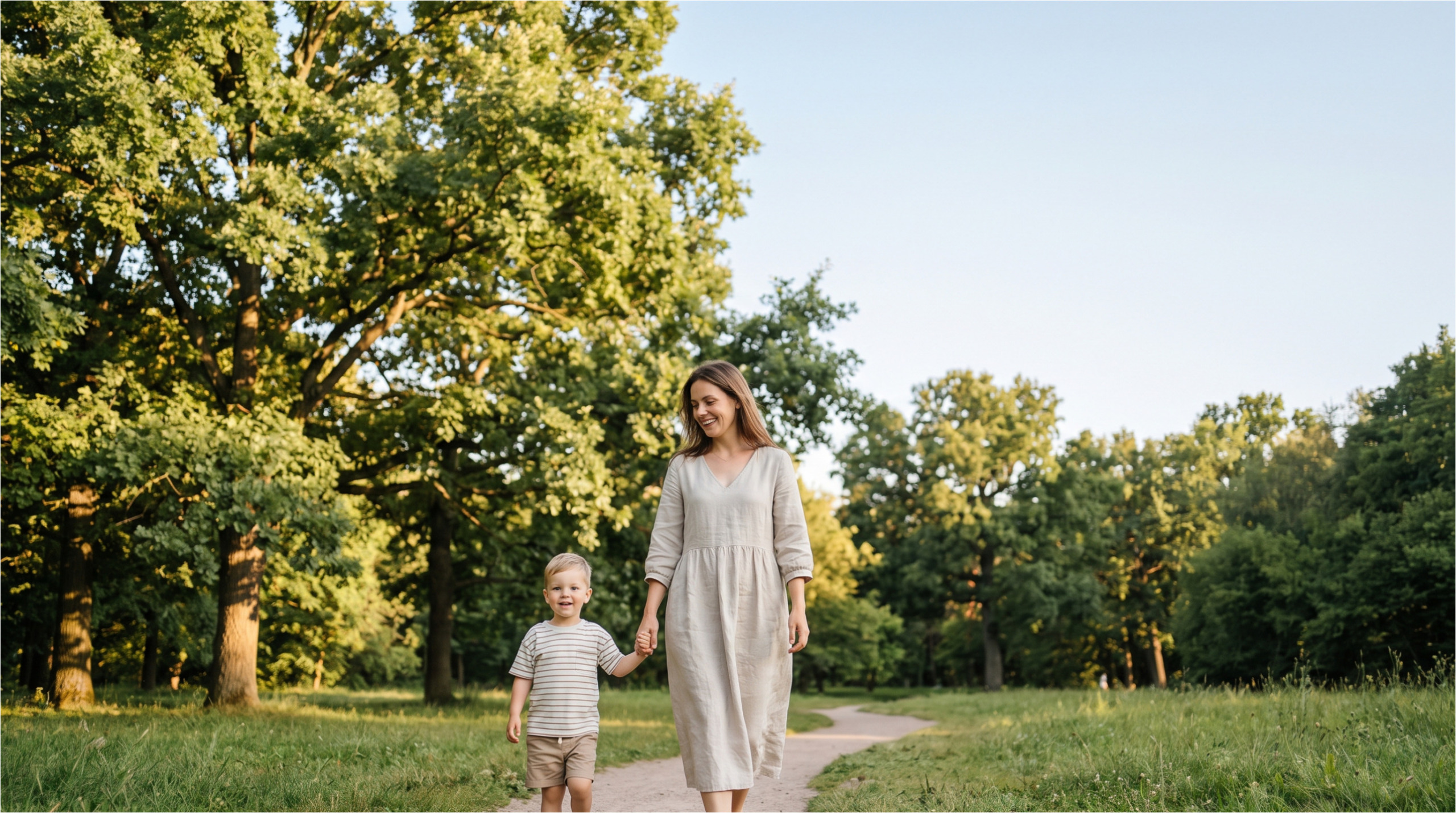 Family on a walk after resolving a conflict.