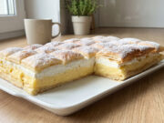 Puff Pastry Krémeš: Festive Dessert with Custard Cream and Whipped Cream Festive puff pastry krémeš with whipped cream and custard
