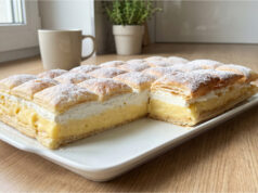 Puff Pastry Krémeš: Festive Dessert with Custard Cream and Whipped Cream Festive puff pastry krémeš with whipped cream and custard