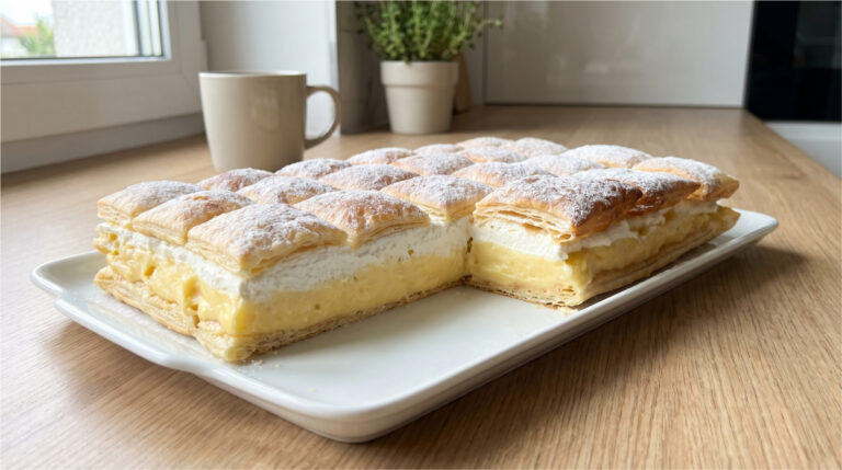 Puff Pastry Krémeš: Festive Dessert with Custard Cream and Whipped Cream