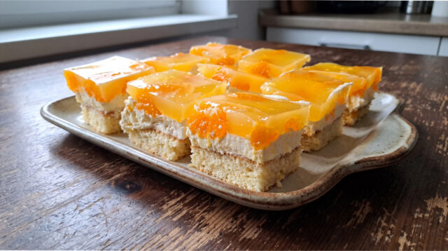 greedy-slices-mandarins-layered-dessert Greedy slices with mandarins – layered dessert with cream and jelly