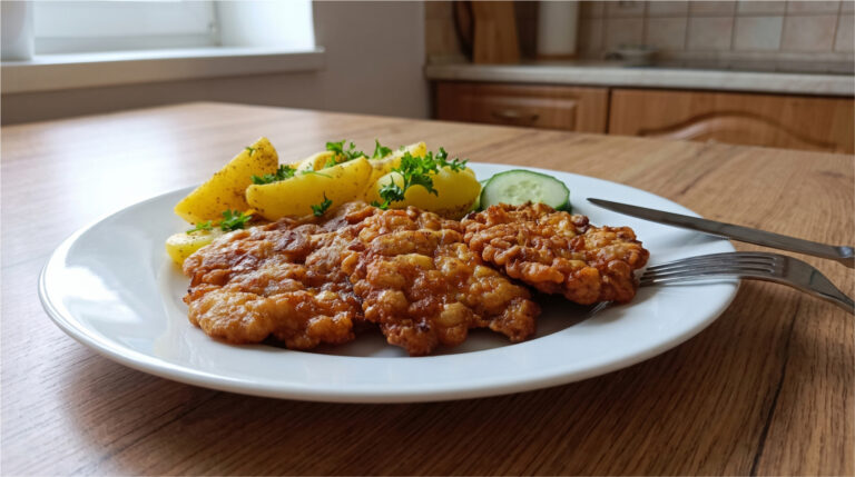 Gypsy Chicken Cutlets: Crispy and Juicy Lunch with New Potatoes