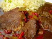 Classic Czech Dish: Spicy Gypsy Pork Roast from Chops in a Rich Pepper and Vegetable Sauce Gypsy pork roast recipe for juicy pork in a spicy and aromatic sauce