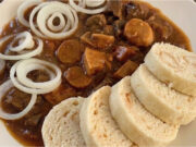 Mushroom Goulash from Young Forest Porcini with Bread Dumplings Hearty mushroom goulash from young forest porcini with bread dumplings