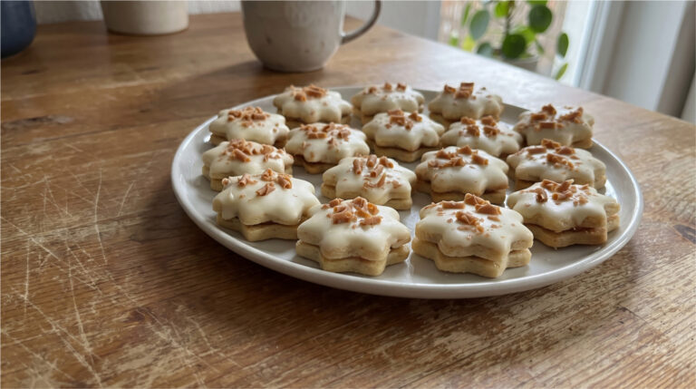 Honey Stars with Caramel Cream: Festive Cookies Dipped in White Chocolate