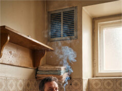 The Neighbor Below Started Smoking in the Bathroom Vent. The Stench of Cheap Cigarettes Was Filling Our Bathroom Inconsiderate neighbor smoking in the bathroom.