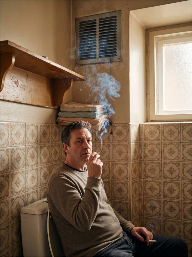 inconsiderate-neighbor-smoking-bathroom-643 Inconsiderate neighbor smoking in the bathroom.