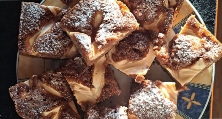 Layered Cocoa Sheet Cake with Quark: Moist Dessert with an Impressive Lattice Without Complicated Decoration