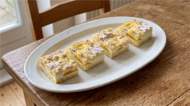 Linzer Grated Slices with Quark and Fruit: Tender Pastry and Fluffy Filling