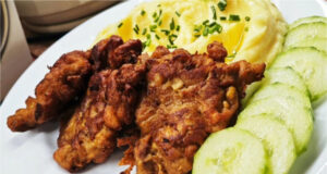 Meat Chinese Patties: Crispy, Juicy, and Full of Flavor. Serve with Mashed Potatoes. Crispy and juicy Chinese meat patties served with mashed potatoes