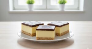 Homemade No-Bake Monte Slices: Irresistible Combination of Milk Cream and Chocolate Monte slices on a tray: Homemade no-bake dessert with milk cream and chocolate