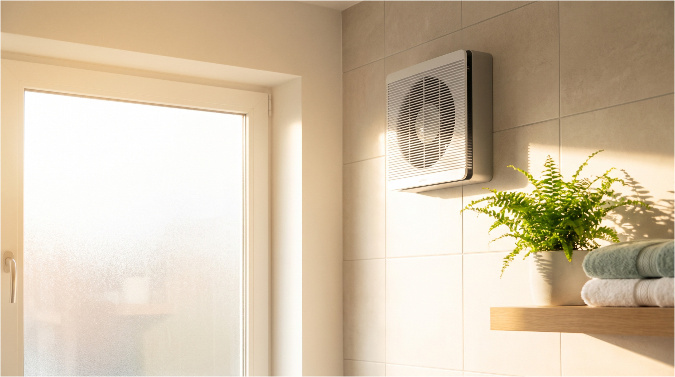 Newly renovated bathroom with a quiet exhaust fan.