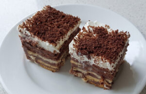 No-bake Dessert with BeBe Biscuits: Creamy Layers with Mascarpone, Coffee and Cocoa No-bake dessert with BeBe biscuits, mascarpone and cocoa