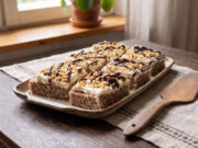 Nut Slices with Delicate Cream: Moist Dessert for a Weekend Coffee Gathering Nut slices with cream and chopped nuts