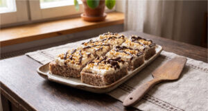 Nut Slices with Delicate Cream: Moist Dessert for a Weekend Coffee Gathering Nut slices with cream and chopped nuts