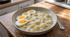 Old Bohemian Zablafuňky: Hearty Potatoes with Cream and a Balanced Sweet and Sour Flavor Old Bohemian zablafuňky - creamy potatoes with herbs and eggs