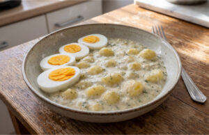 Old Bohemian Zablafuňky: Hearty Potatoes with Cream and a Balanced Sweet and Sour Flavor Old Bohemian zablafuňky - creamy potatoes with herbs and eggs
