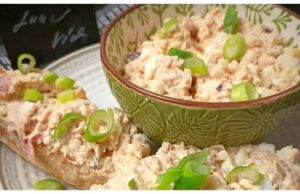The Queen of Czech Open Sandwiches: Luxurious Homemade Spread with Ham, Eggs, Cream Cheese, and Worcestershire Sauce Traditional open sandwich spread with ham, cheese, and eggs