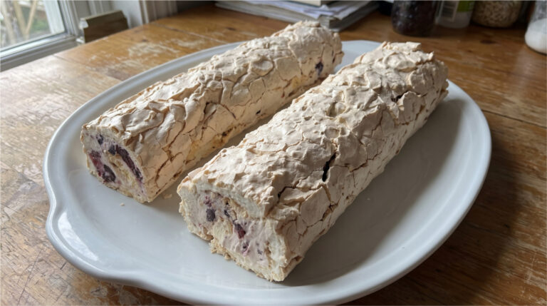 Pavlova Roll with Fruit: Delicate Meringue, Smooth Cream and Easy Slicing