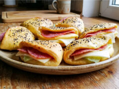 Pocket Sandwiches from Homemade Dough: An Affordable Snack for Work or Trips That Lasts All Day Various homemade pocket sandwiches filled with ham, cheese, and vegetables