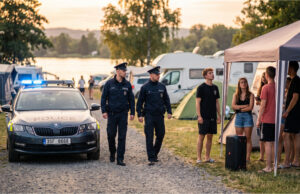 A Rowdy Group Played Loud Music by the Lake Until 4 AM. The Camp Security Was Afraid and Refused to Intervene Police intervening against a noisy group at the campsite.