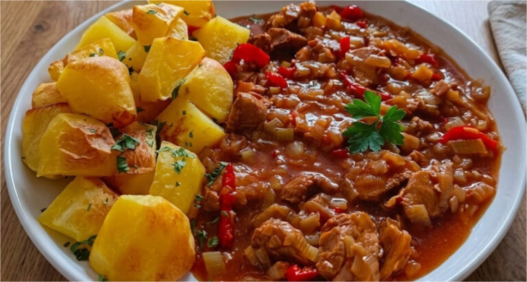 Pork Tenderloin with Bacon, Bell Pepper and Leek: Juicy Skillet Mix Perfect with Roasted Potatoes