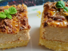 Pudding Dessert with Caramel Glaze: Moist Sponge and Delicate Butter Cream Pudding dessert with caramel glaze, moist sponge and delicate butter cream