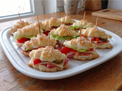 Savory Mini Puff Pastry Croissants: Quick Party Bites with Your Favorite Filling Variety of savory mini puff pastry croissants with different fillings on a serving tray