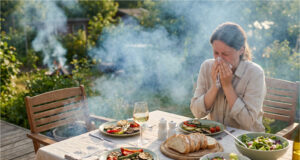 A Neighbor in the Garden Colony Burns Grass Every Evening, Just When Everyone Wants to Relax Outside Smoke from burning grass ruins dinner.