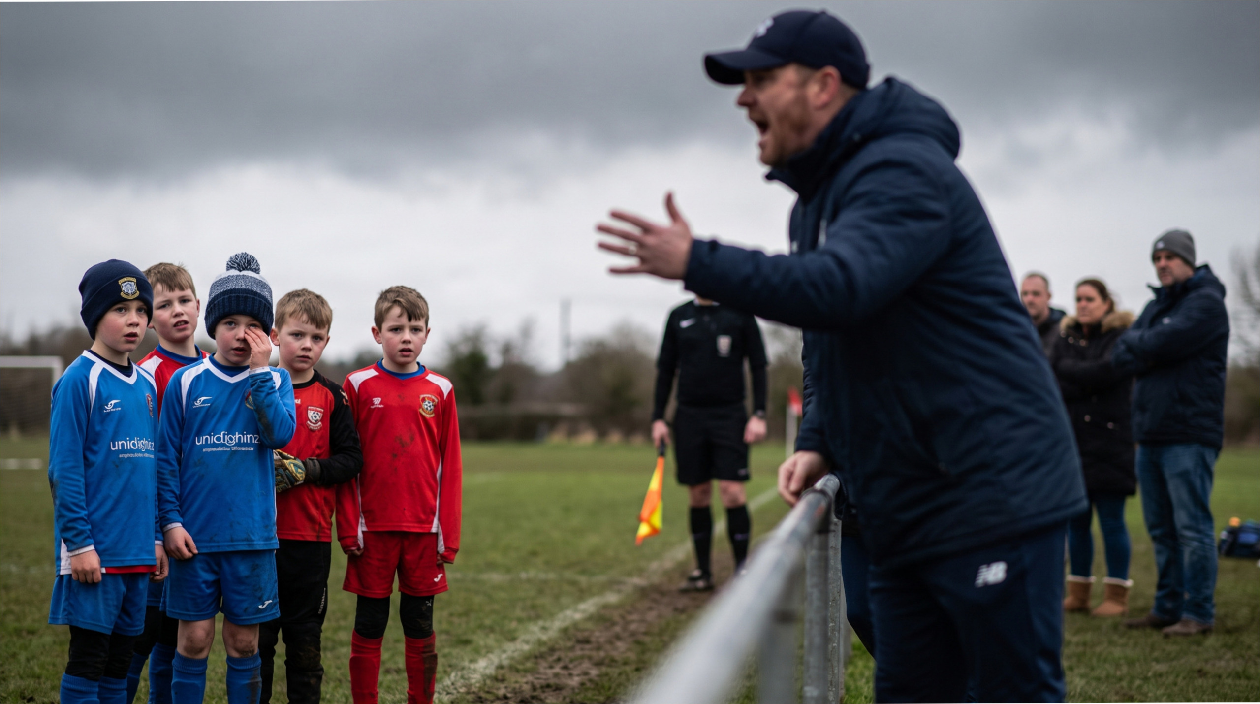 Tension at a children's football match.