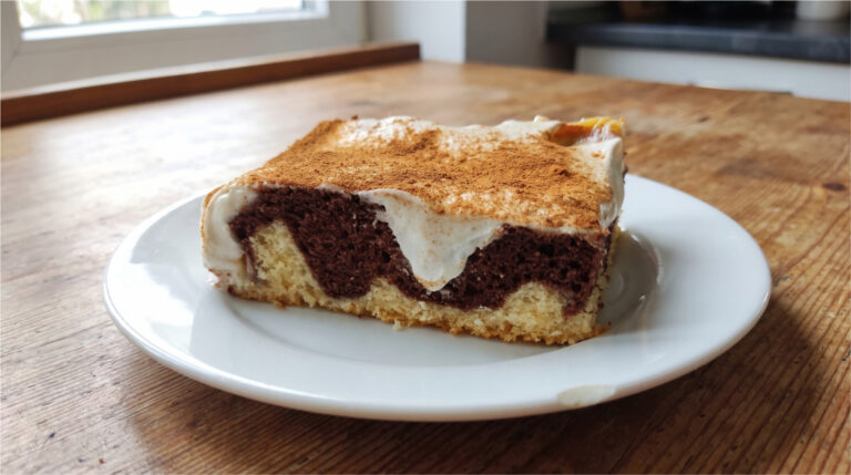 Cake with Pudding and Sour Cream: Moist Dessert with a Cinnamon Layer