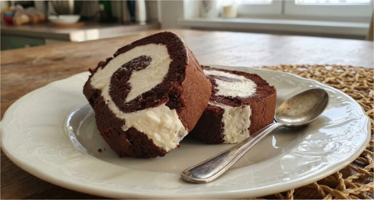 Whipped Cream Cocoa Roll Without Flour: Light Dessert with Lemon Cream