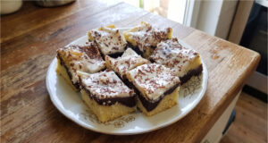 Zigzag Cake with Pudding and Sour Cream: Moist Dessert with Simple Decoration Zigzag cake with chocolate pudding and sour cream glaze