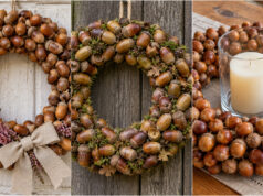 Transform Acorns from Your Walk into an Autumn Wreath: 20 Beautiful Ideas for Your Door or Table Lush autumn acorn wreath with a jute bow