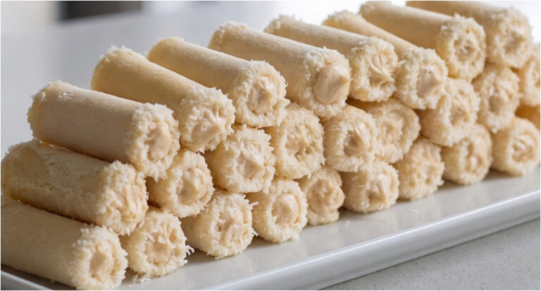 Almond Rolls: Delicate No-Bake Pastries with Caramel Cream and White Chocolate