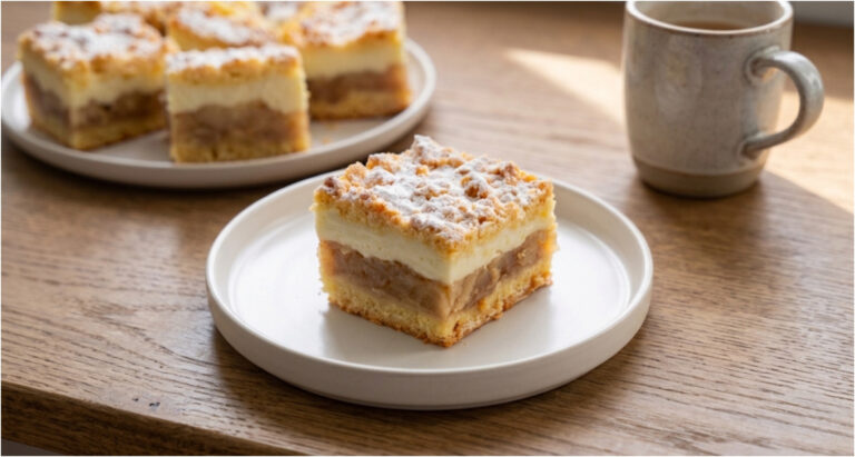 Apple Cake with Custard: Delicate Grated Pastry and Juicy Cinnamon Filling