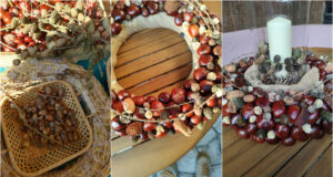 Collect Chestnuts and Pine Cones: How to Make a Beautiful Autumn Candle Holder Autumn candle holder made from chestnuts and pine cones