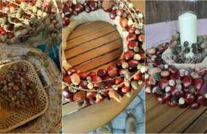 Collect Chestnuts and Pine Cones: How to Make a Beautiful Autumn Candle Holder Autumn candle holder made from chestnuts and pine cones