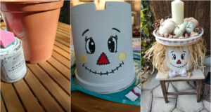 Autumn Crafting on a Budget: How to Turn an Ordinary Flowerpot into a Unique Scarecrow Painting the flowerpot for a scarecrow craft