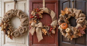 Simple Jute Ribbon and a Bit of Glue: Make an Autumn Door Wreath in One Afternoon autumn jute wreath with natural decorations