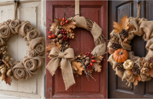 Simple Jute Ribbon and a Bit of Glue: Make an Autumn Door Wreath in One Afternoon autumn jute wreath with natural decorations