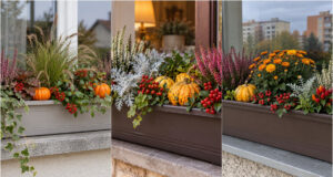 Have Your Summer Window Boxes Faded? 10 Autumn Combinations to Brighten Your Sill Until Winter Autumn window box with heather, chrysanthemums, and pumpkins