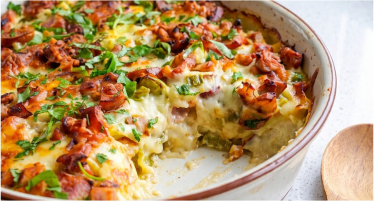 Baked Potatoes with Sausage: Hearty Dinner or Lunch with Mozzarella and Delicate Egg Sauce